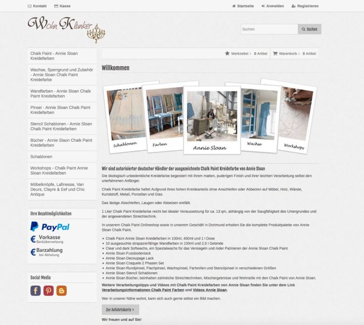 WohnKlunker - autorisierter deutscher Händler der Chalk Paint Kreidefarbe von Annie Sloan